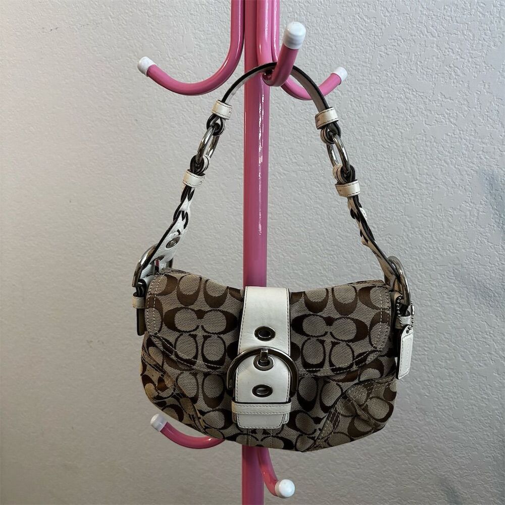 Coach Beige Signature Canvas SoHo Flap shoulder bag